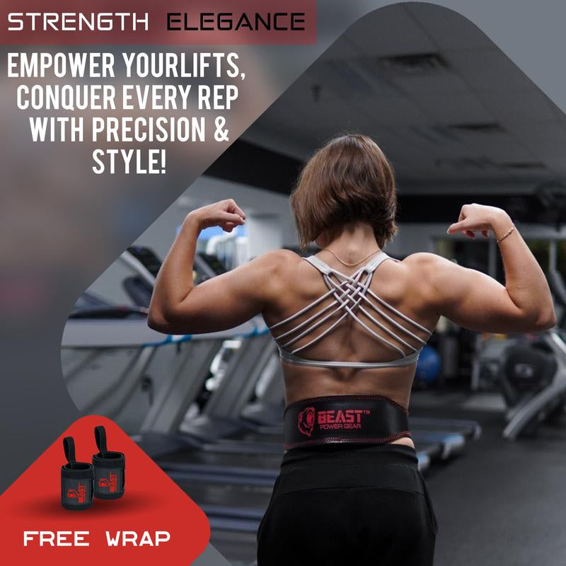 Weight Lifting Belt 4Inch Leather Belt with Free Wrap - Foam Padded Back Support Gym Belt for Bodybuilding Squat Deadlift Weight Belt, Weightlifting Belt Men Women